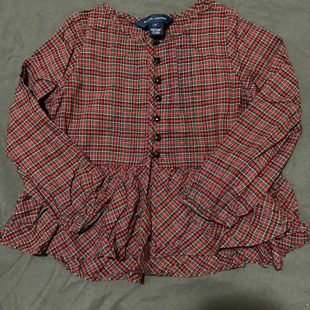 Ralph Lauren Red and Black Plaid Kids Blouse